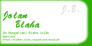 jolan blaha business card